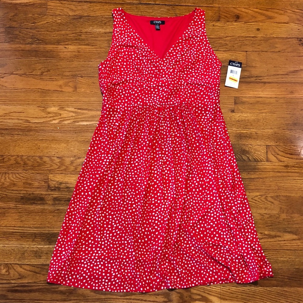 Red and White Polkadot Dress by Chaps, sz L